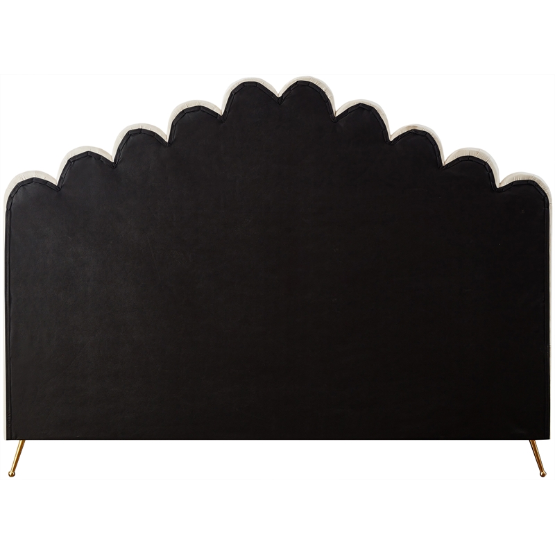 Pemberly Row Modern Solid Wood and Tufted Velvet King Bed in Cream