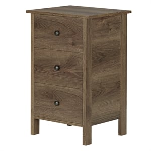 Pemberly Row Rustic Wood 3-Drawer Nightstand in Distressed Walnut