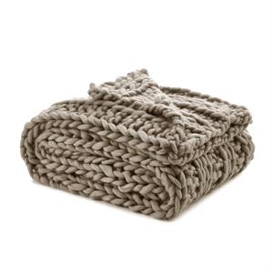 Pemberly Row 50&quotx70&quot Channel Knit Super Soft Fabic Throw in Taupe