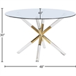 Pemberly Row Contemporary Round Tempered Glass Top Dining Table