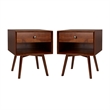 Pemberley Row Solid Wood Walnut Bedroom Set Mid-Century Modern Queen Unassembled