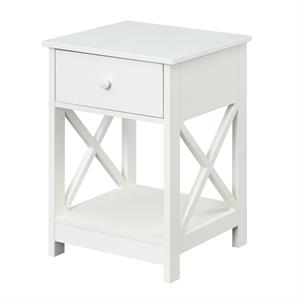 Pemberly Row Modern One-Drawer End Table in White Wood Finish
