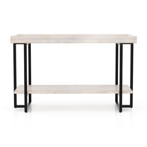 Pemberly Row Modern Wood 1-Shelf Console Table in Antique White