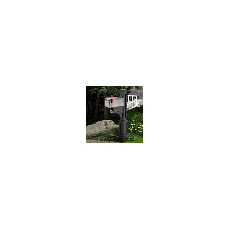 Pemberly Row Weatherproof Traditional Plastic Mail Post in Black