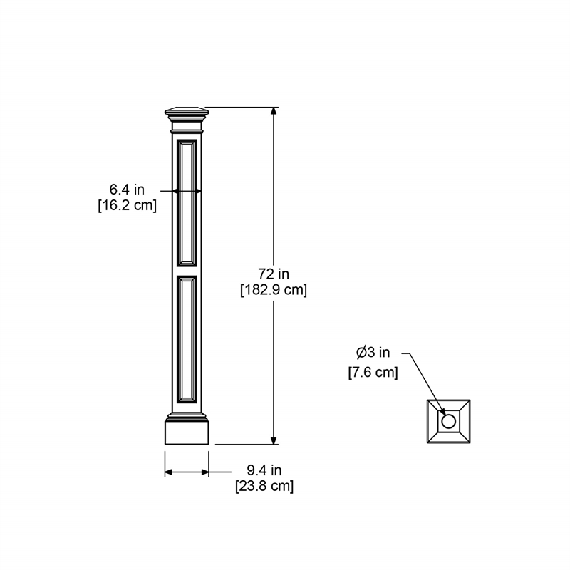 Pemberly Row Traditional Plastic Lamp Post without Mount in White