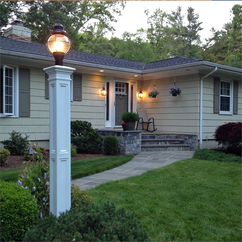 Pemberly Row Traditional Plastic Lamp Post without Mount in White