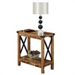 Pemberly Row Chairside Table with Charging Station in Nutmeg Wood Finish