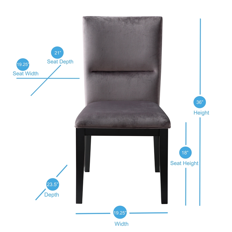 Pemberly Row Contemporary Gray Velvet Upholstered Side Chair