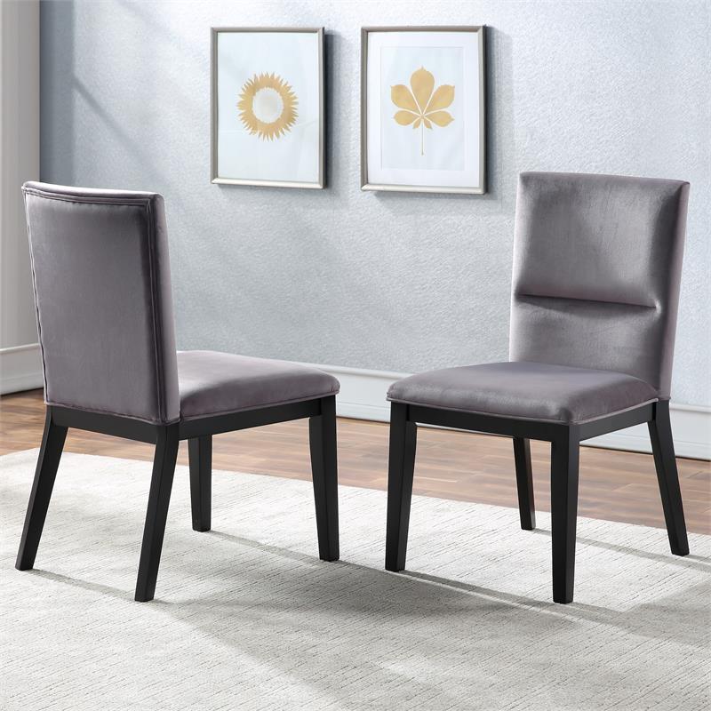 Pemberly Row Contemporary Gray Velvet Upholstered Side Chair