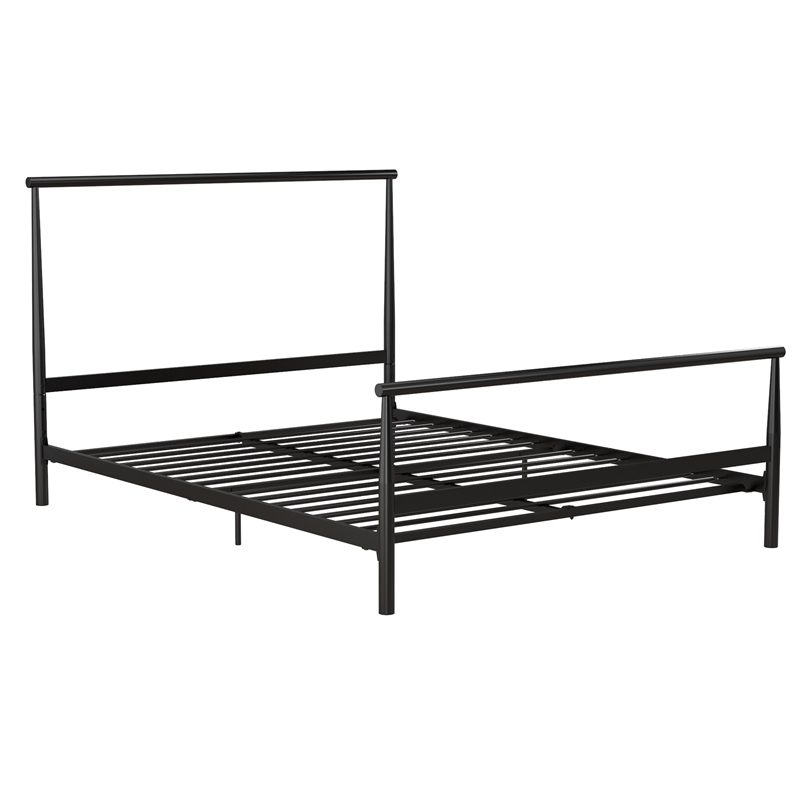 Pemberly Row Full Modern Industrial Metal Platform Bed Frame in Black