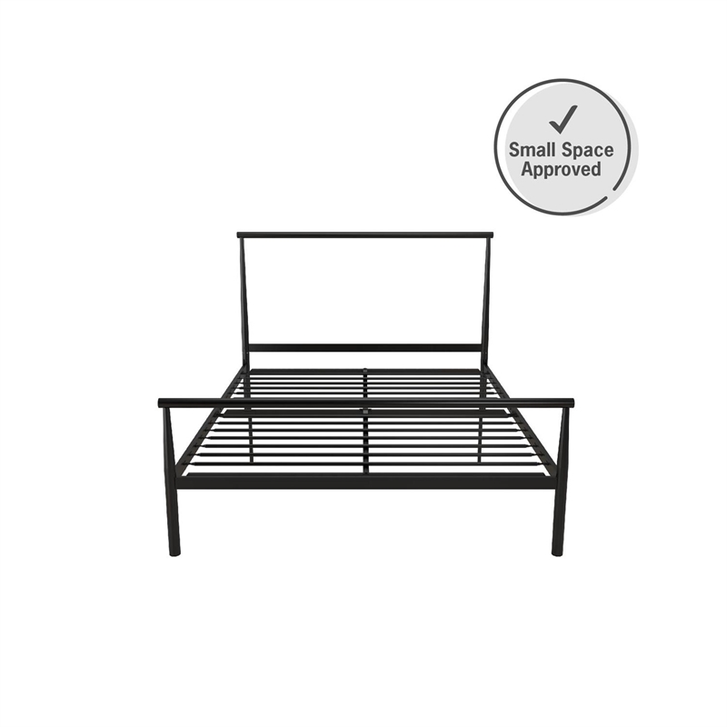 Pemberly Row Full Modern Industrial Metal Platform Bed Frame in Black