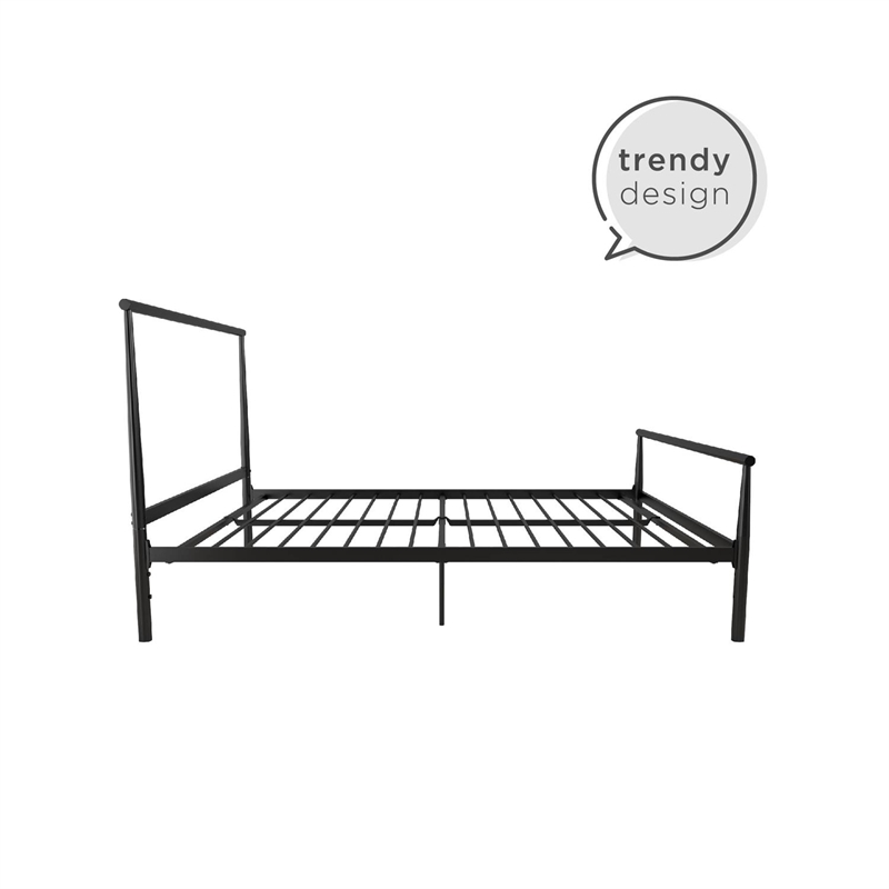 Pemberly Row Full Modern Industrial Metal Platform Bed Frame in Black