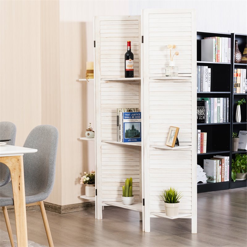 Pemberly Row 4-panel Paulownia Folding Privacy Room Divider in White