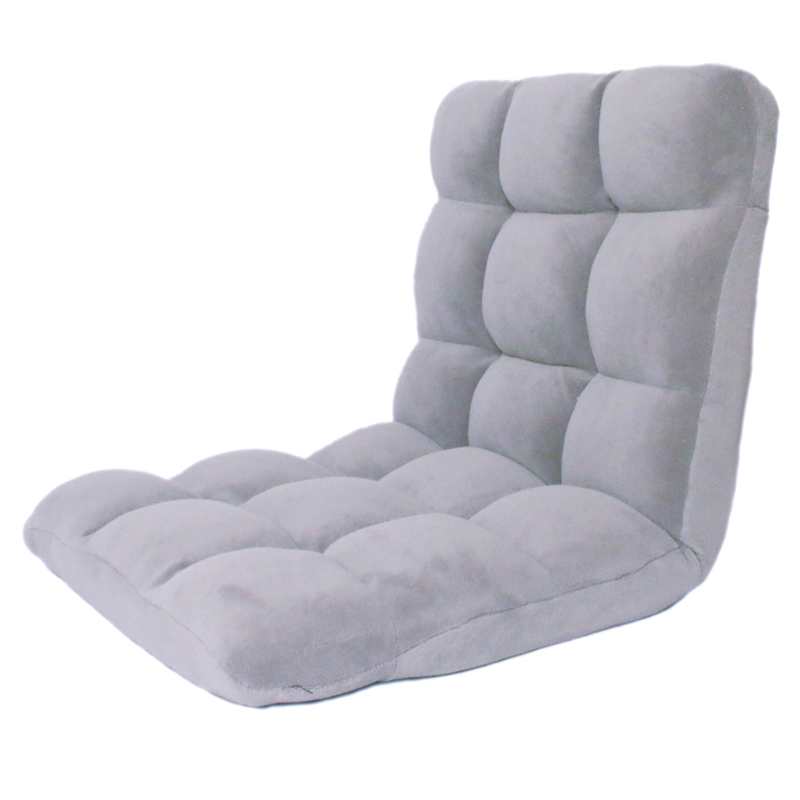 Pemberly Row Floor Chairs Gray Microplush Foam Filling Steel Tube Frame
