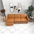 Pemberly Row Living Room Cognac Tan Leather Power Left-Facing Incliner Couch