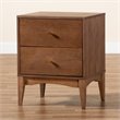 Pemberly Row Modern Ash Walnut Finished Wood 2-Drawer Nightstand