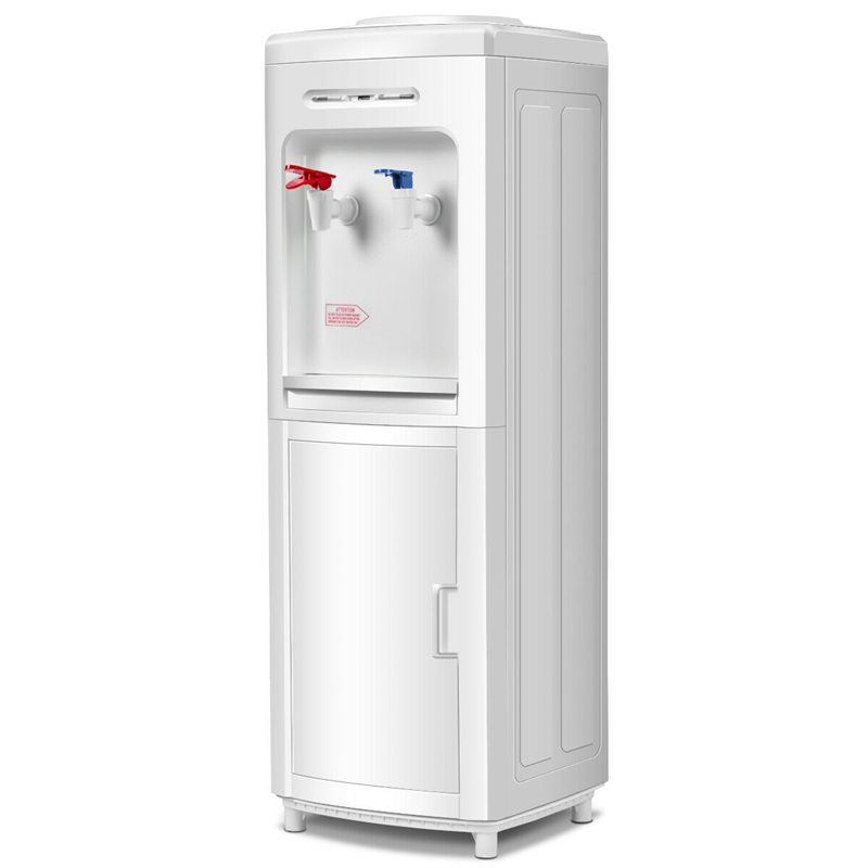 Pemberly Row Electric Water Dispenser 5 Gallon Bottle Load in White Plastic