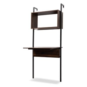 Pemberly Row Modern Brown Finished Wood Display Shelf with Desk