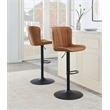 Pemberly Row Adjustable Stool 2-Pack in Sand Brown Faux Leather