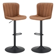 Pemberly Row Adjustable Stool 2-Pack in Sand Brown Faux Leather