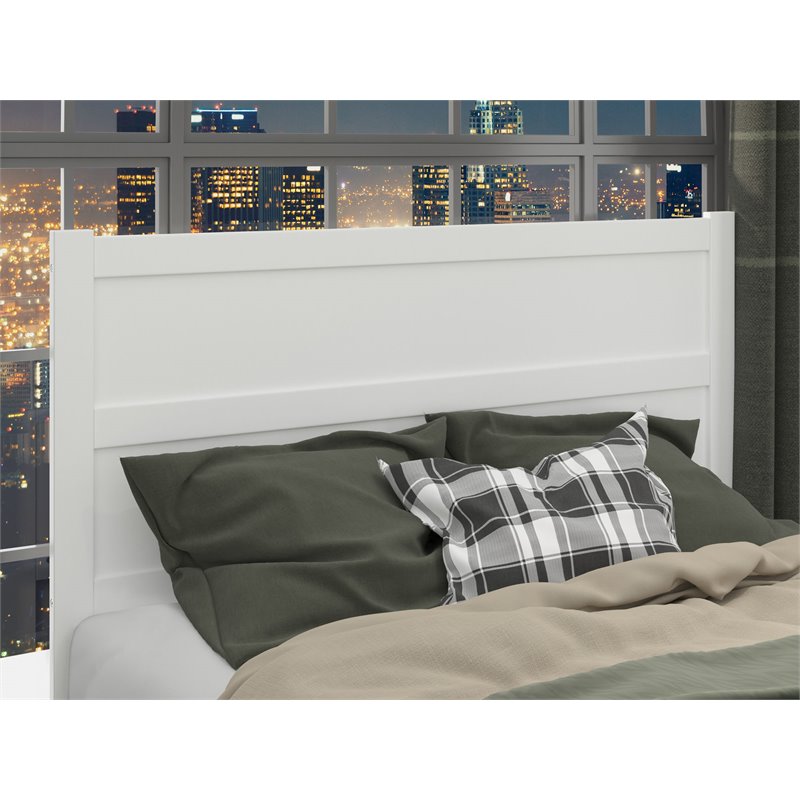 Pemberly Row Contemporary Mid-Century Panel Wood Headboard Queen White