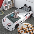 Pemberly Row Plastic Twin Race Car Bed with LED Light in White