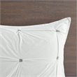 Pemberly Row Mid-Century Cotton Percale Comforter Set with Embroidery in White