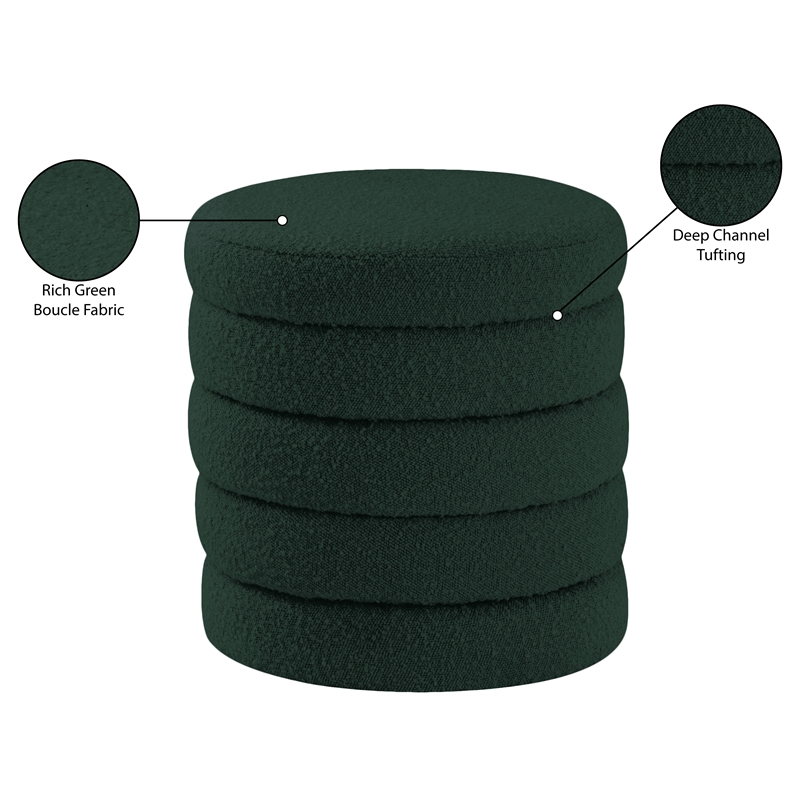 Pemberly Row Modern / Contemporary Green Boucle Fabric Ottoman/Stool