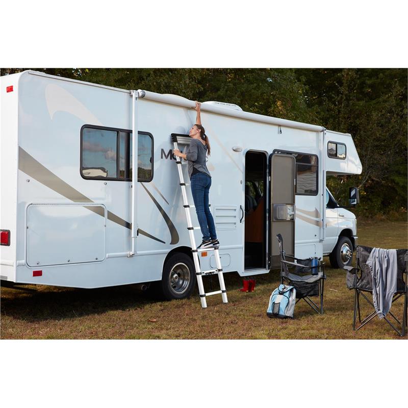 Pemberly Row 14-ft Telescoping Ladder with Ergonomic Grips and Top Cap