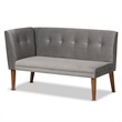 Pemberly Row Gray Velvet and Brown Wood 2-Piece Dining Nook Set