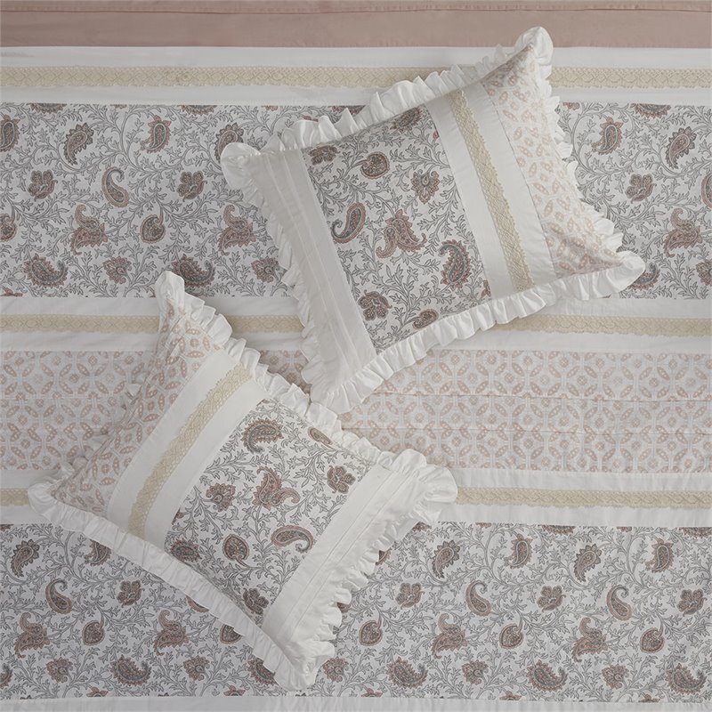 Pemberly Row 9-Piece Cotton T180 Printing Pieced Comforter Set in Pink