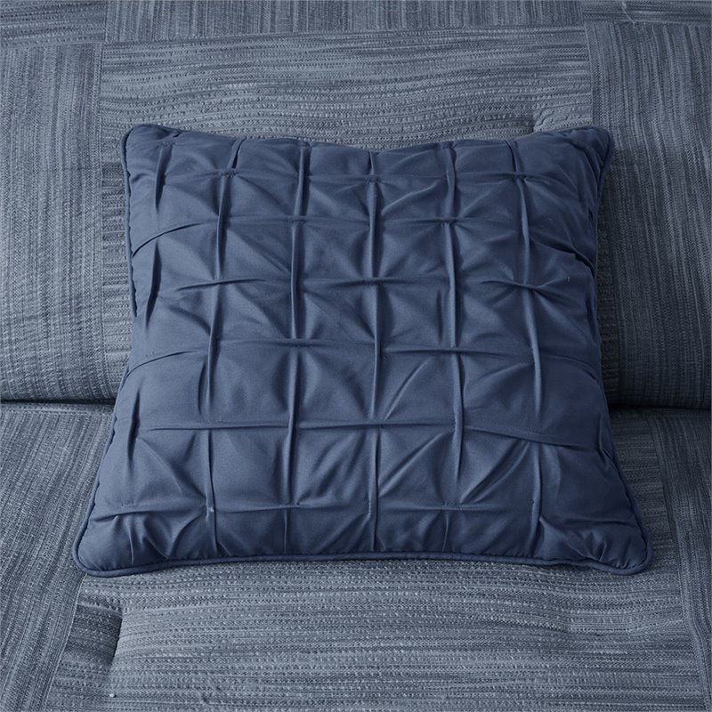 Pemberly Row 7-Piece Polyester Printed Seersucker Comforter Set in Navy