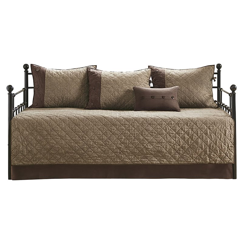 Pemberley Row Faux Suede Brown Daybed Cover Twin Reversible Machine Washable
