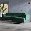 Pemberly Row Pillow Back Velvet Right-Facing Upholstered Sectional in Green