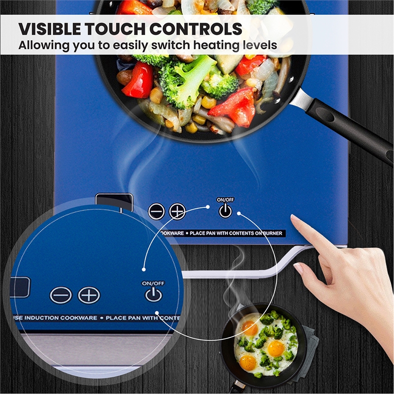Pemberly Row 11inch Portable Single-Burner Induction Cooktop - w/ Handle - Black