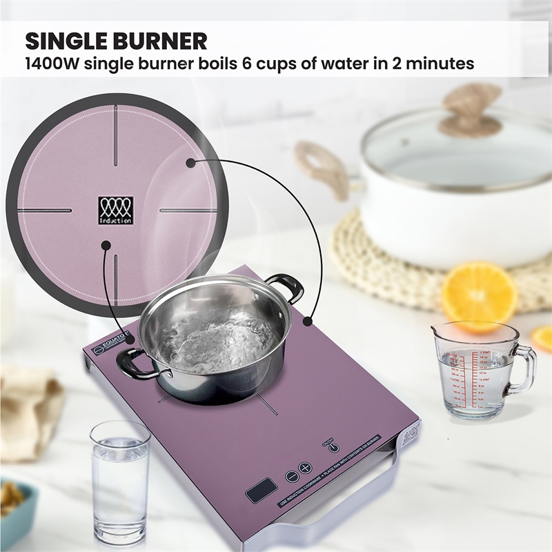 Pemberly Row 11inch Portable Single-Burner Induction Cooktop - w/ Handle - Black