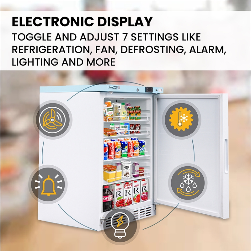 Pemberly Row 3.9 cu.ft. Commercial Refrigerator in White with Temperature Alarm