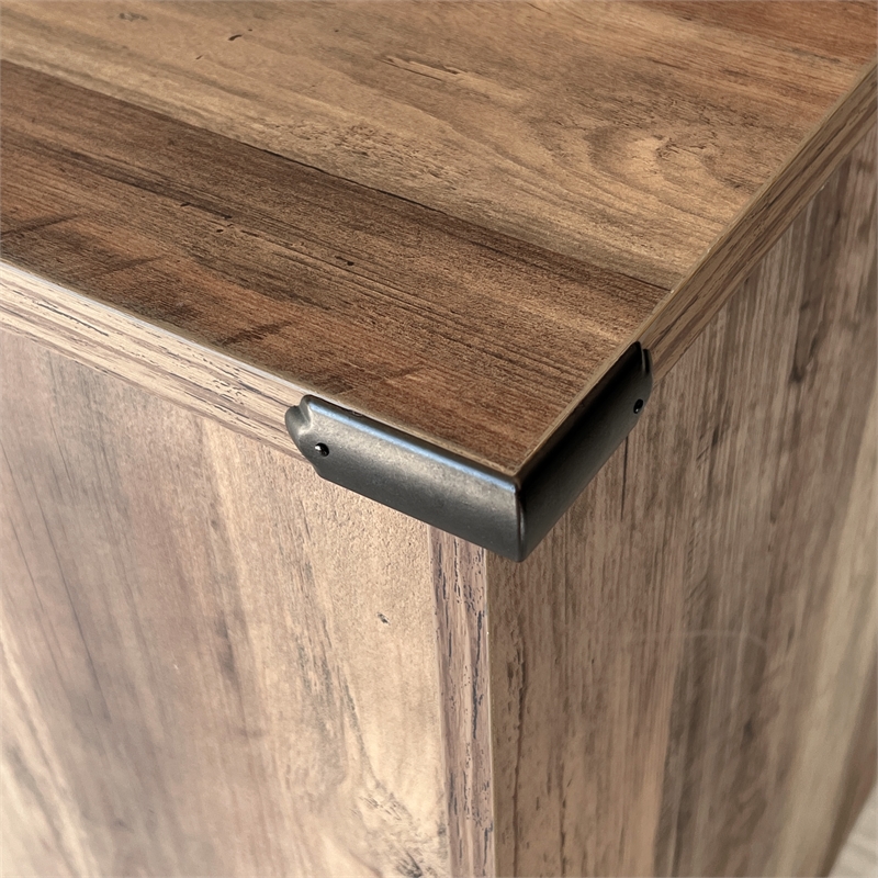 Pemberly Row Transitional Particle Board and Wood Desk in Oak