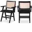 Pemberly Row Black Vegan Leather Dining Arm Chair (Set of 2)