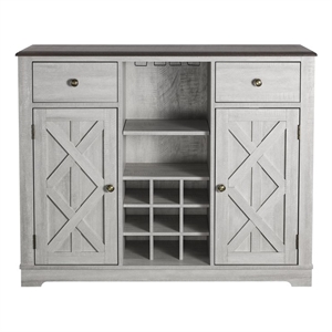 Pemberley Row Wood Off White Bar Cabinet Rectangular 47&quotW x 38&quotH x 16&quotD Unassembled