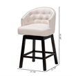 Pemberly Row Light Beige Fabric and Brown Wood 2-Piece Counter Stool Set
