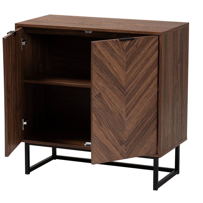 Pemberly Row Modern Walnut Brown Finished Wood Storage Cabinet