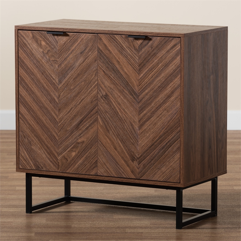 Pemberly Row Modern Walnut Brown Finished Wood Storage Cabinet