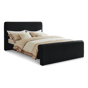 Pemberly Row Contemporary Transitional Black Velvet Queen Bed
