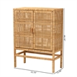 Pemberley Row Mahogany Wood Brown Storage Cabinet Rectangular Woven Rattan Fully Assembled