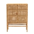 Pemberley Row Mahogany Wood Brown Storage Cabinet Rectangular Woven Rattan Fully Assembled