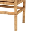 Pemberley Row Mahogany Wood Brown Storage Cabinet Rectangular Woven Rattan Fully Assembled