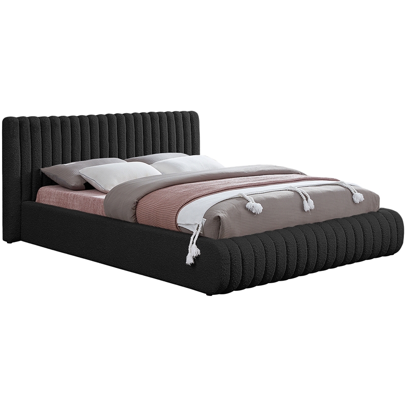 Pemberly Row Modern / Contemporary Black Boucle Fabric Queen Bed