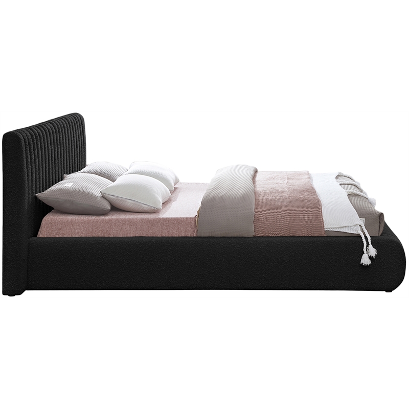 Pemberly Row Modern / Contemporary Black Boucle Fabric Queen Bed