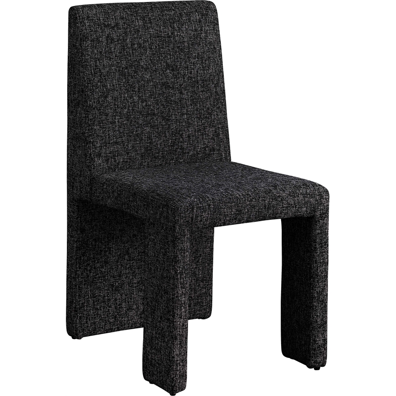 Pemberly Row Black Linen Textured Fabric Dining Chair (Set of 2)